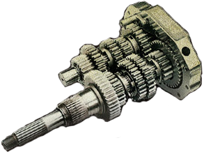 A picture of the internal components of a manual transmission